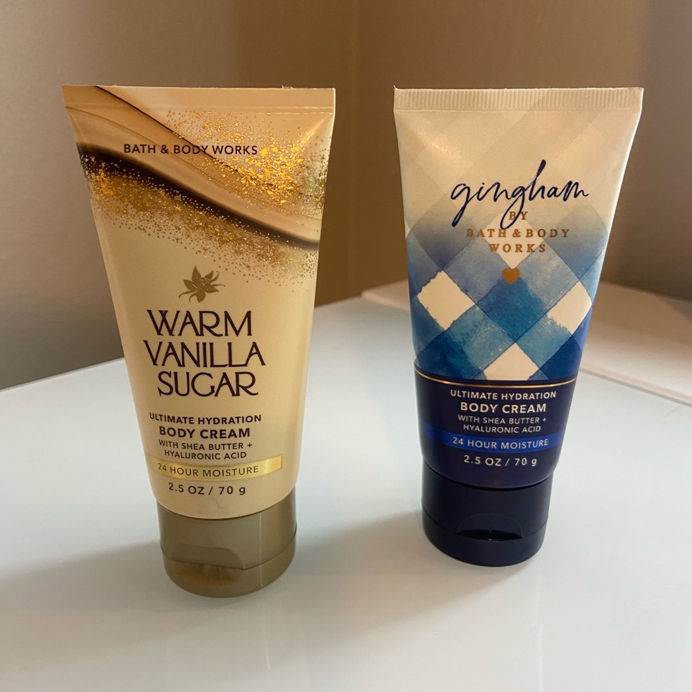 Bath & Body Works “Warm vanilla sugar” & “Gingham” body cream 2.5 Oz (2 pc)